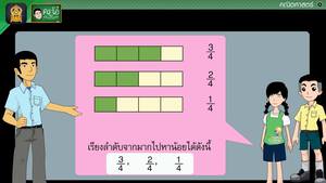 สื่อการเรียนการสอน การเปรียบเทียบเศษส่วนที่มีตัวส่วนเท่ากัน ป.5 คณิตศาสตร์