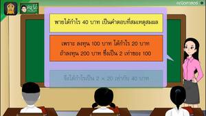 สื่อการเรียนการสอน โจทย์ปัญหาการหากำไร ขาดทุน  และราคาขาย ป.5 คณิตศาสตร์